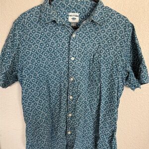 Old Navy Teal Floral Button Down Shirt